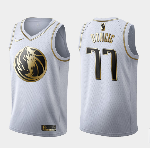 Men's Dallas Mavericks #77 Luka Doncic White NBA 2019 Golden Edition Stitched Jersey